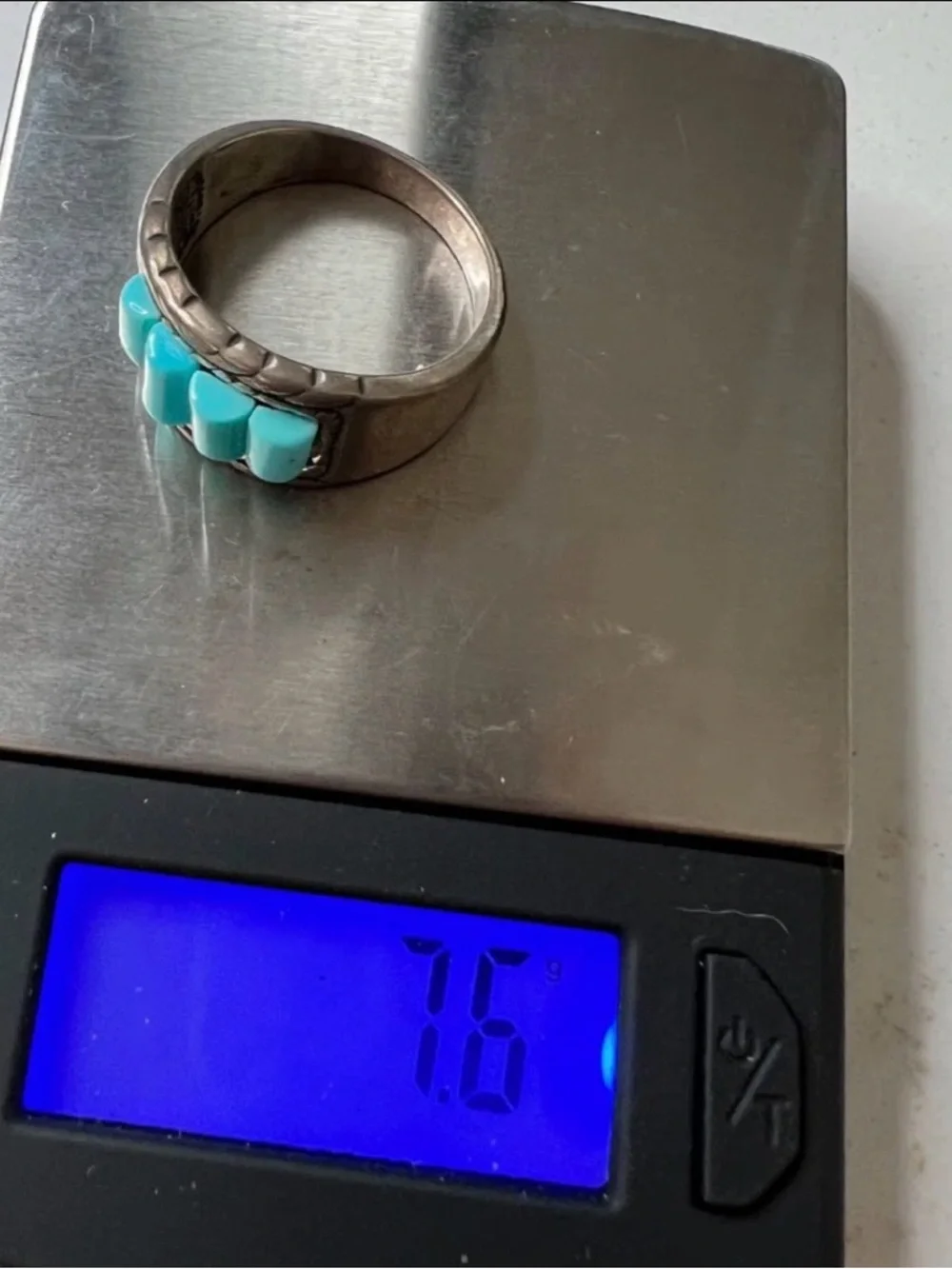 Vintage CJC Sterling Silver Turquoise Corn Row Ring Size 9 Stamped 925